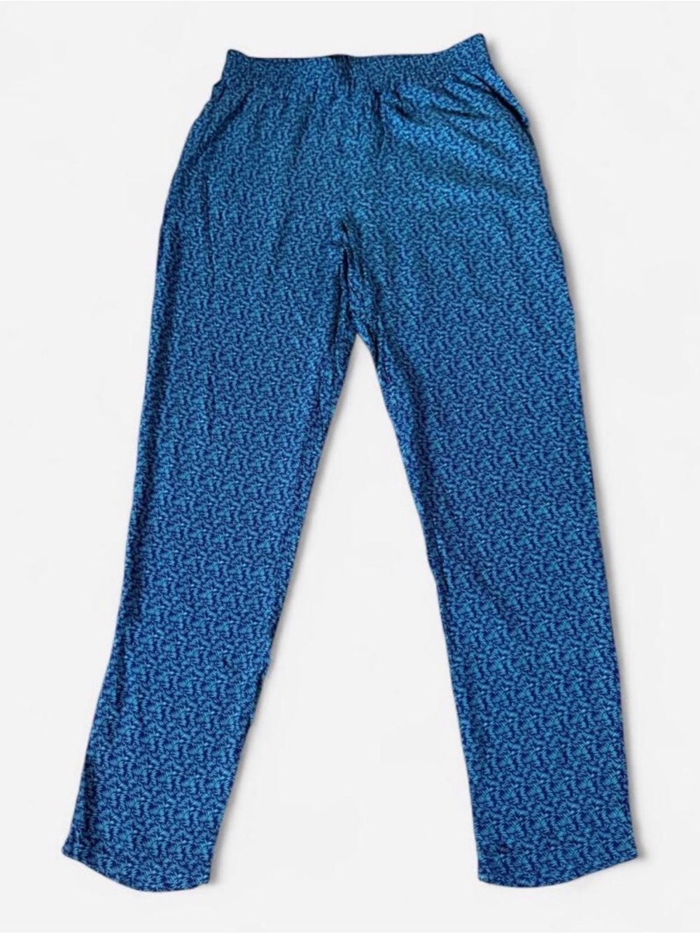 Blue White Geometric Print Pants Size M High Rise